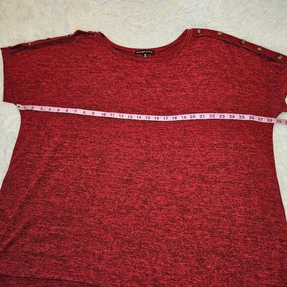 2/$30 Always Indigo Red and Black Heathered Sweater Knit Top Size 3X - Picture 3 of 9
